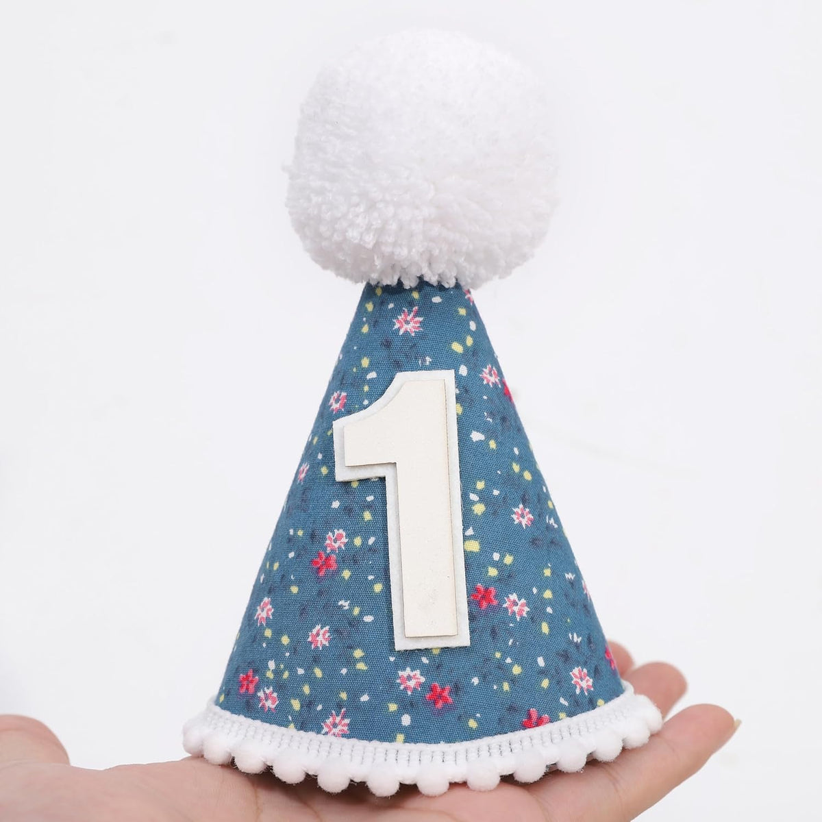 WAUAO Floral 1st Birthday Hat - Colorful Flower Cone Hat for Girls & Boys, First Birthday Crown