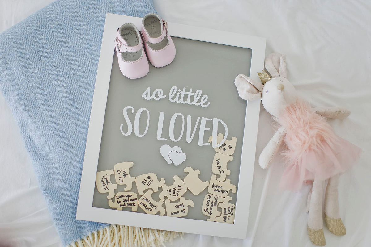 Pearhead So Little So Loved Wooden Elephant Token Frame, Baby Shower Signature Guest Book