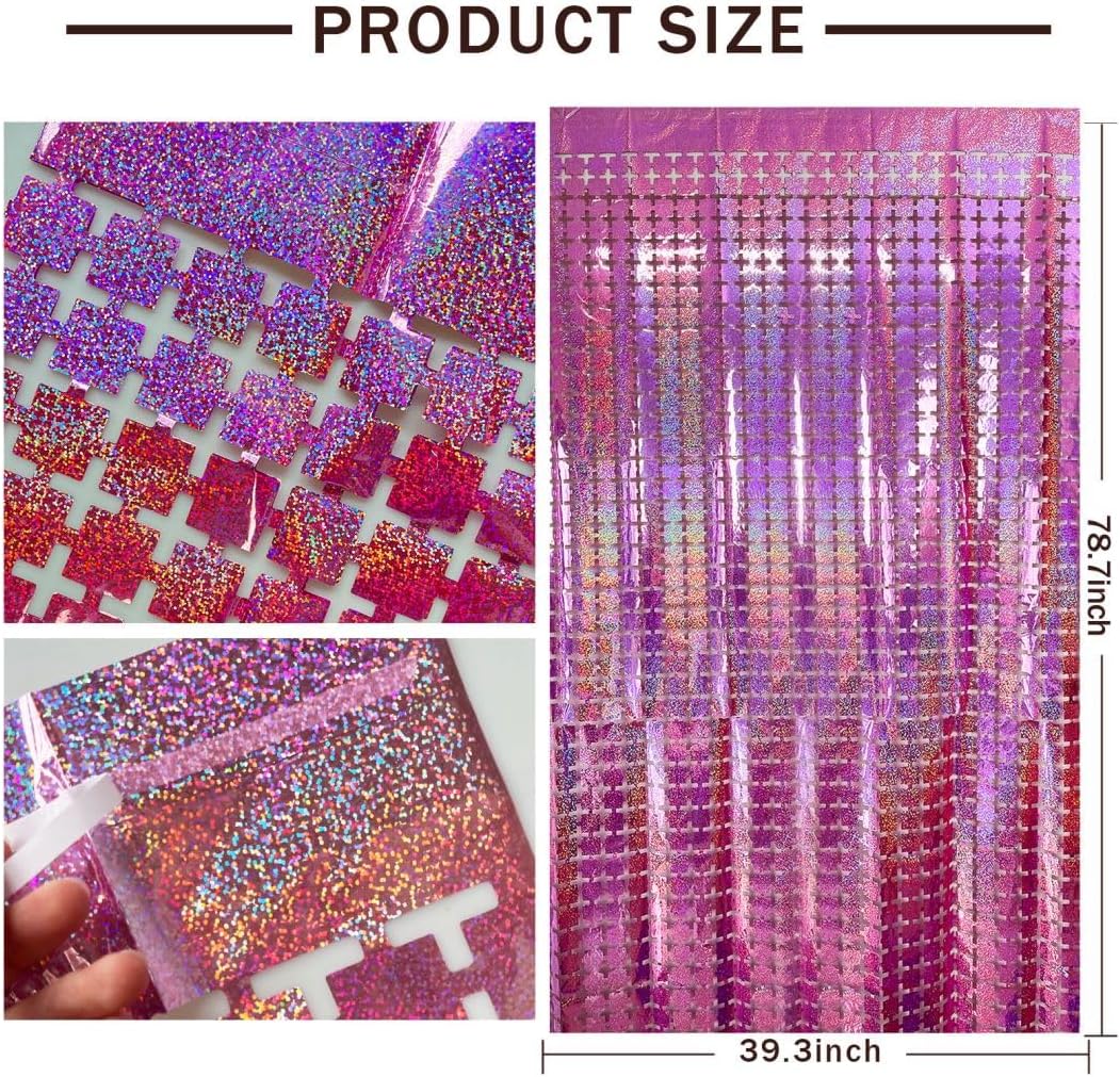 Pink Easter Decorations 5pcs Glitter Foil Fringe Curtain Party Decor Photo Booth Backdrop Streamers