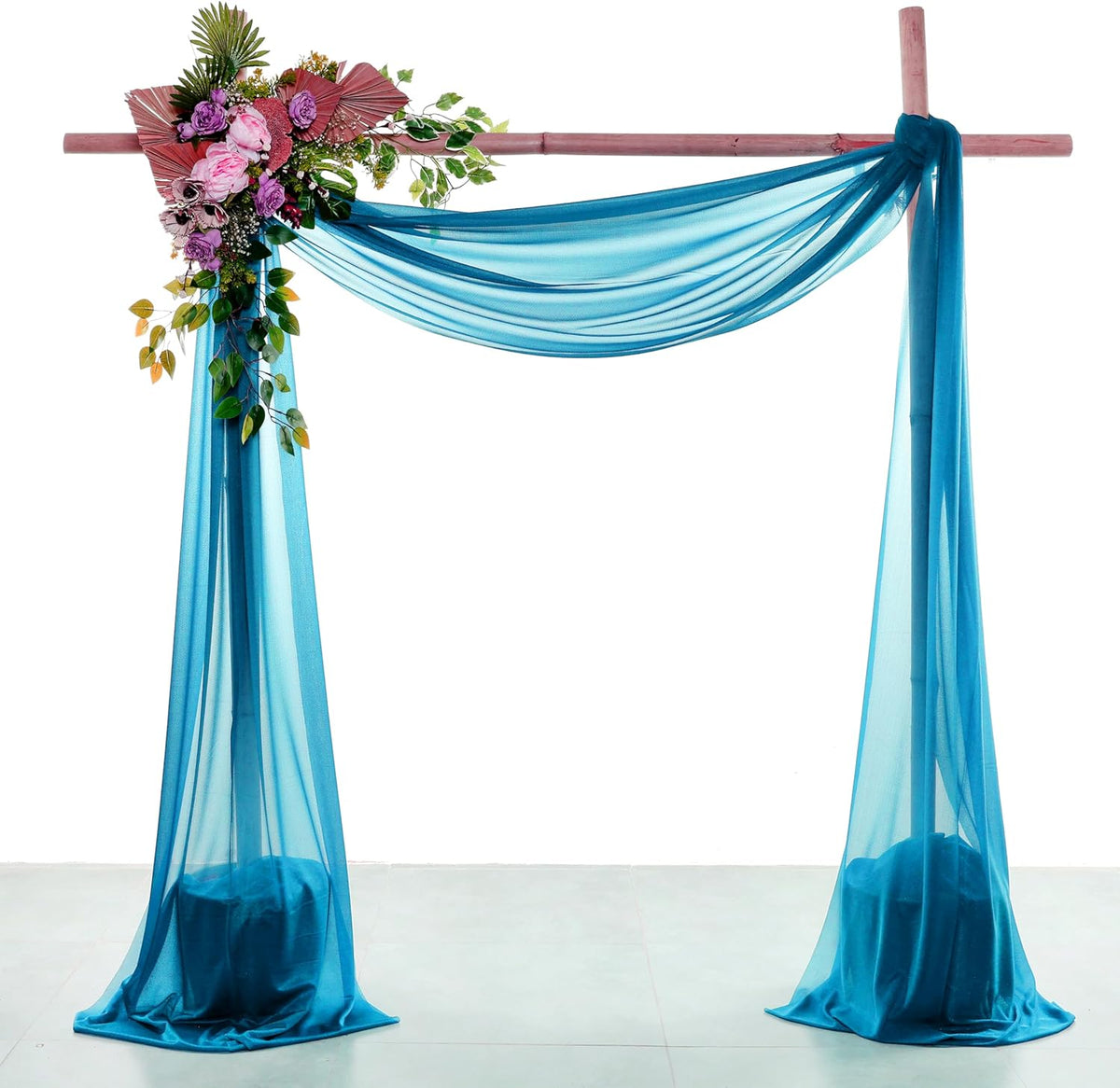 VDS Pack of 2 Panel (30 Inch X 100 Feet) Wedding Arch Draping Fabric Sheer Chiffon Fabric Drapery