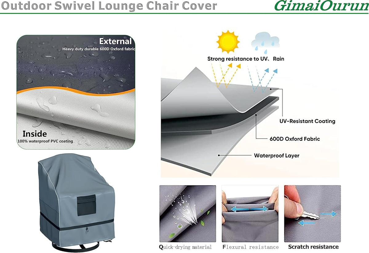 Outdoor Swivel Lounge Chair Cover 2 Pack, Waterproof Heavy Duty Outdoor Outdoor Lawn Patio