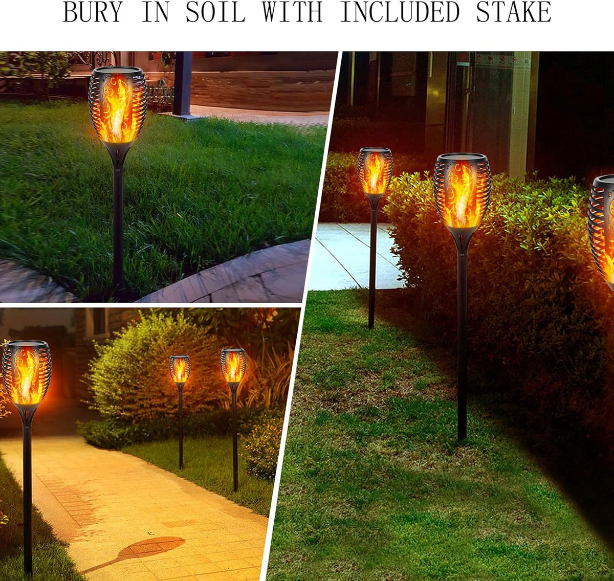 I-SHUNFA 96 LED Outdoor Waterproof Solar Torch Lights with 3 Modes—Flickering Flame, Fade Effect