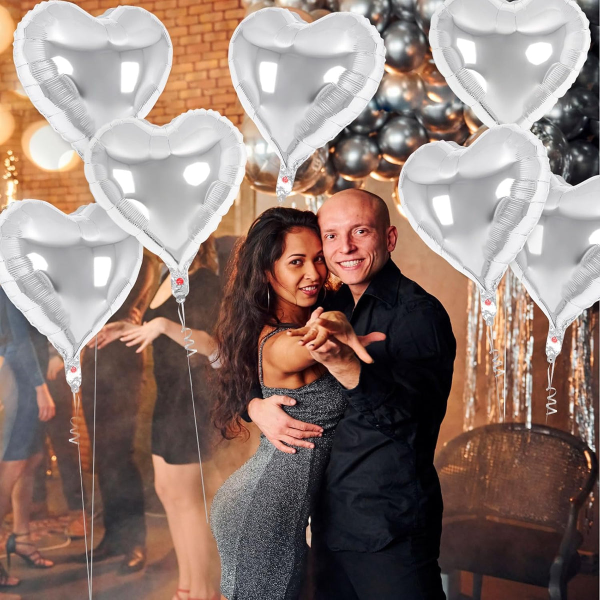 24 Pcs Silver Heart Balloons,18 inch Heart Shape Foil Balloons Love Balloons Valentine Balloons for