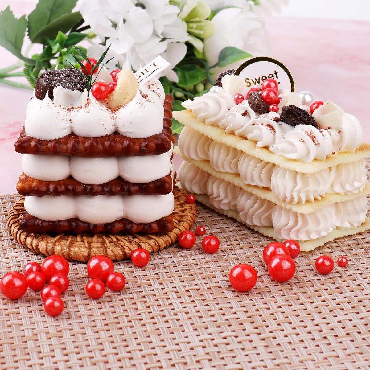 Red Pearl Sprinkles for Cake Decorating, 11.3 Oz Edible Pearls Sugar 4 Sizes Gift Box Set for