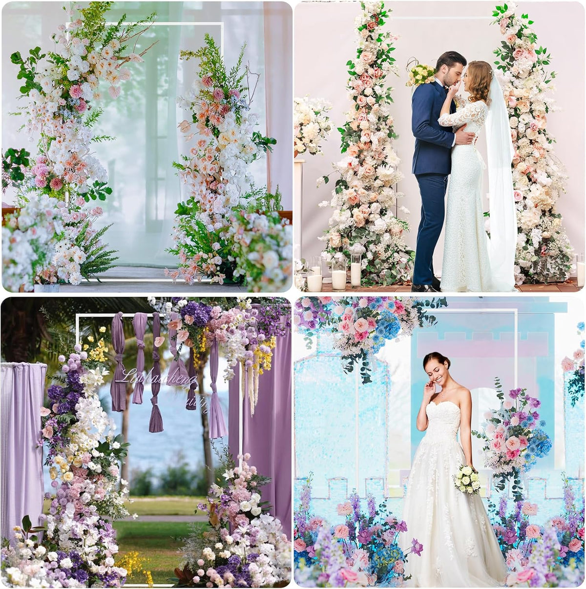 Asee'm 6.6FTx4FT White Wedding Arch Backdrop Stand Square Metal Rectangular Arch Frame for Ceremony