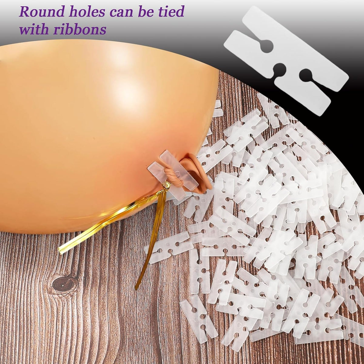 100pcs H-Shape Balloon Clips - Plastic Balloon Sealing Ties for Wedding, Party & Holiday