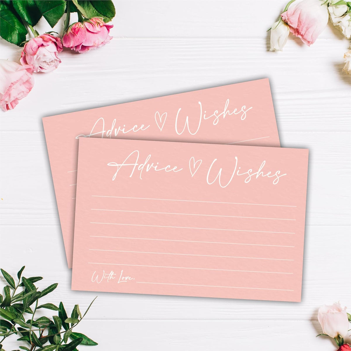 Advice And Wishes Cards, 30 Minimalism Pink Wishes Cards For Wedding, Bridal Shower, Advice And