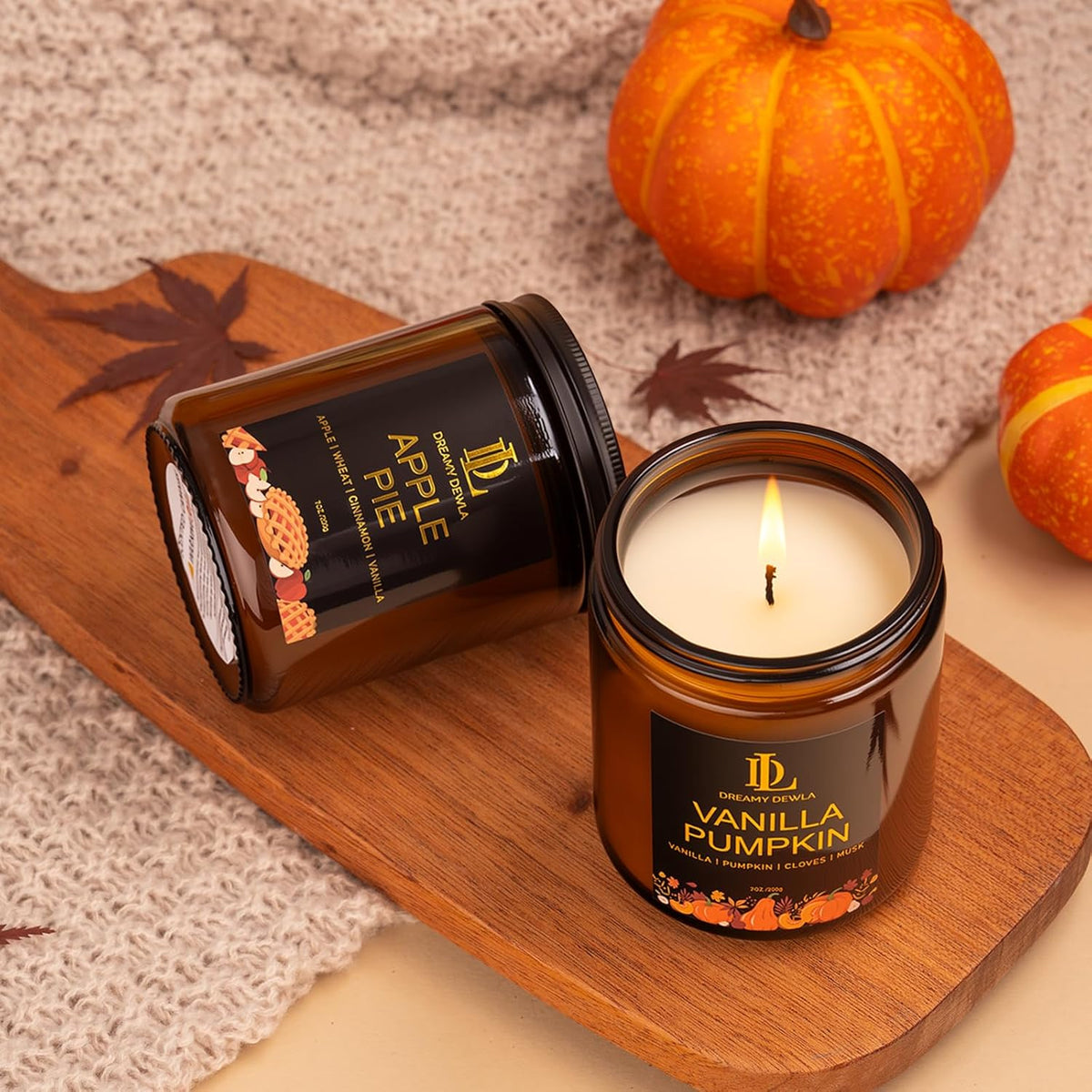 Fall Candle Set, Fall Scented Candles for Home, 4 Pack Soy Candle Set, Autumn Gifts for Women Men