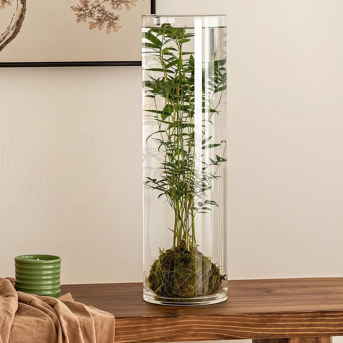 Extra Large Acrylic Cylinder Clear Vase for Floor, Tall Big Wide Mouth Plastic Unbreakable
