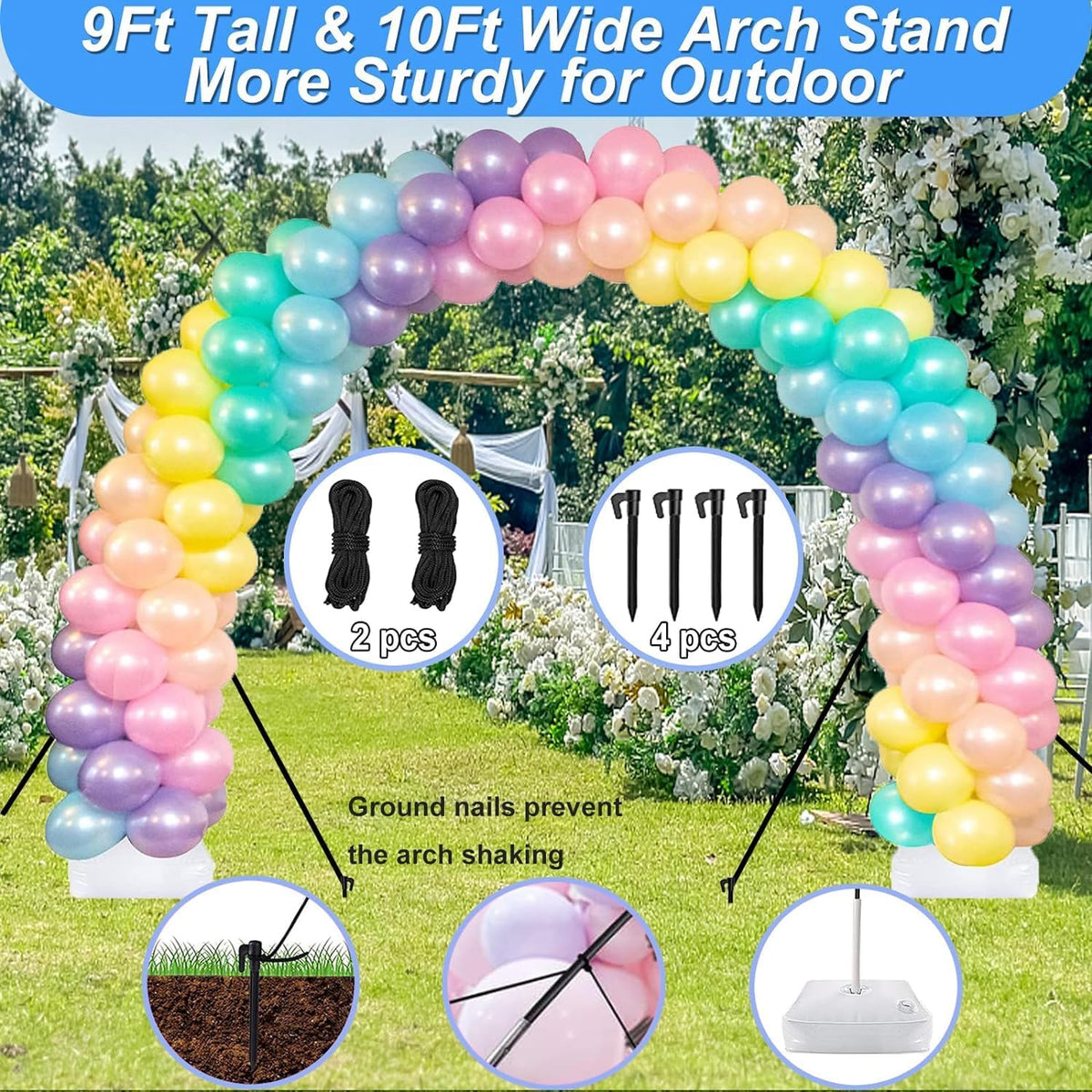 Balloon Arch Kit and Balloon Pump, 10FT Width 9FT Height Adjustable Balloon Arch Stand with NEW