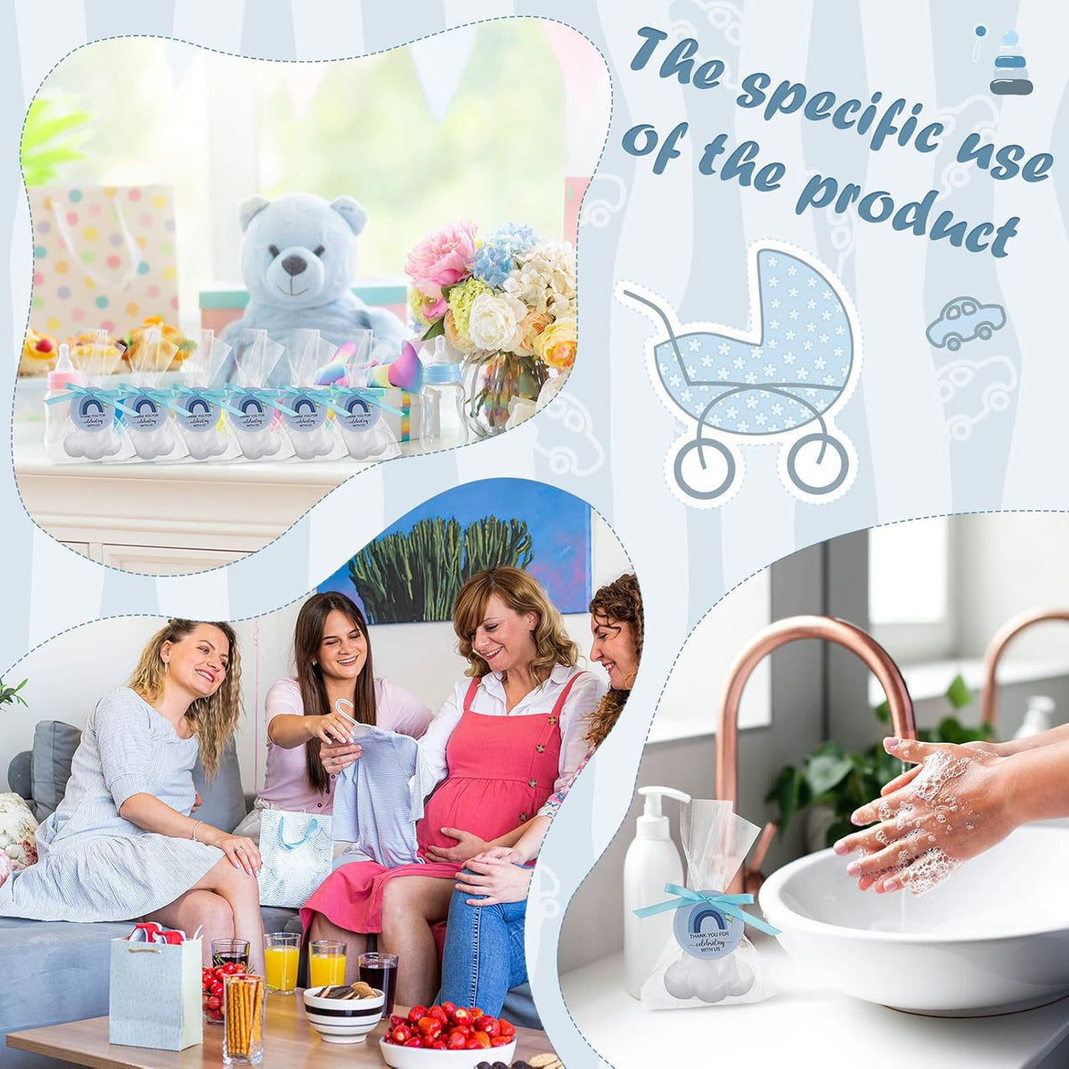 Demissle 20 Pcs Cloud Baby Shower Soap Favors Mini Handmade Soap Gifts with Thank You Card for