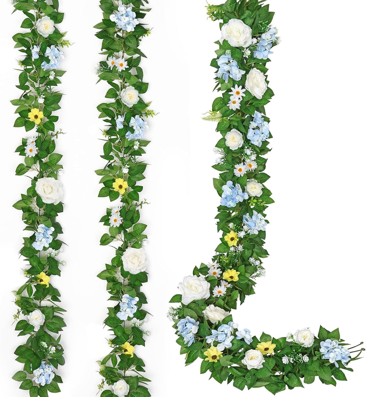 Dremisland 2PCS Artificial Rose Vine Fake Flower Garland 6FT Faux Silk Rose Hanging Vine Floral
