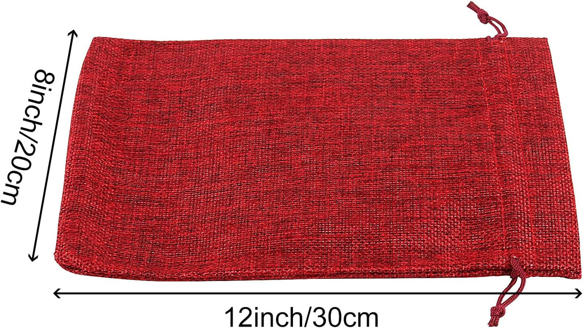 ZOENHOU 30 Packs 8 x 12 Inch Wine Red Burlap Bags Bulk with Drawstring, Drawstring Gift Bags