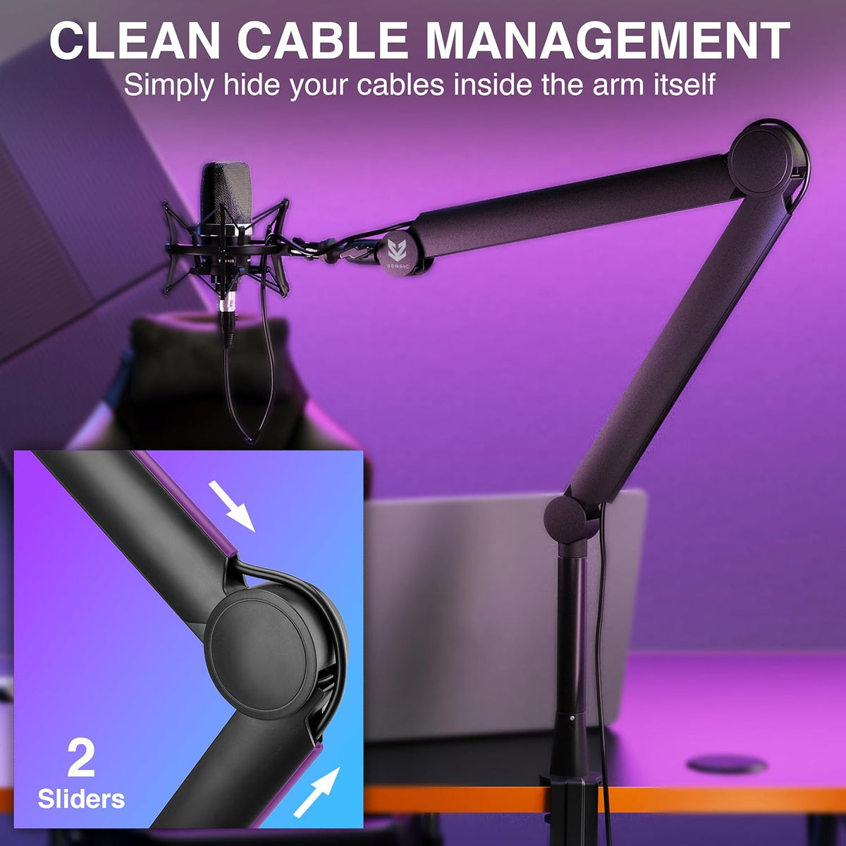 Sensic SA-30 Microphone Boom Arm, 360° Rotatable Mic Stand with 6 inch riser, Microphone Holder
