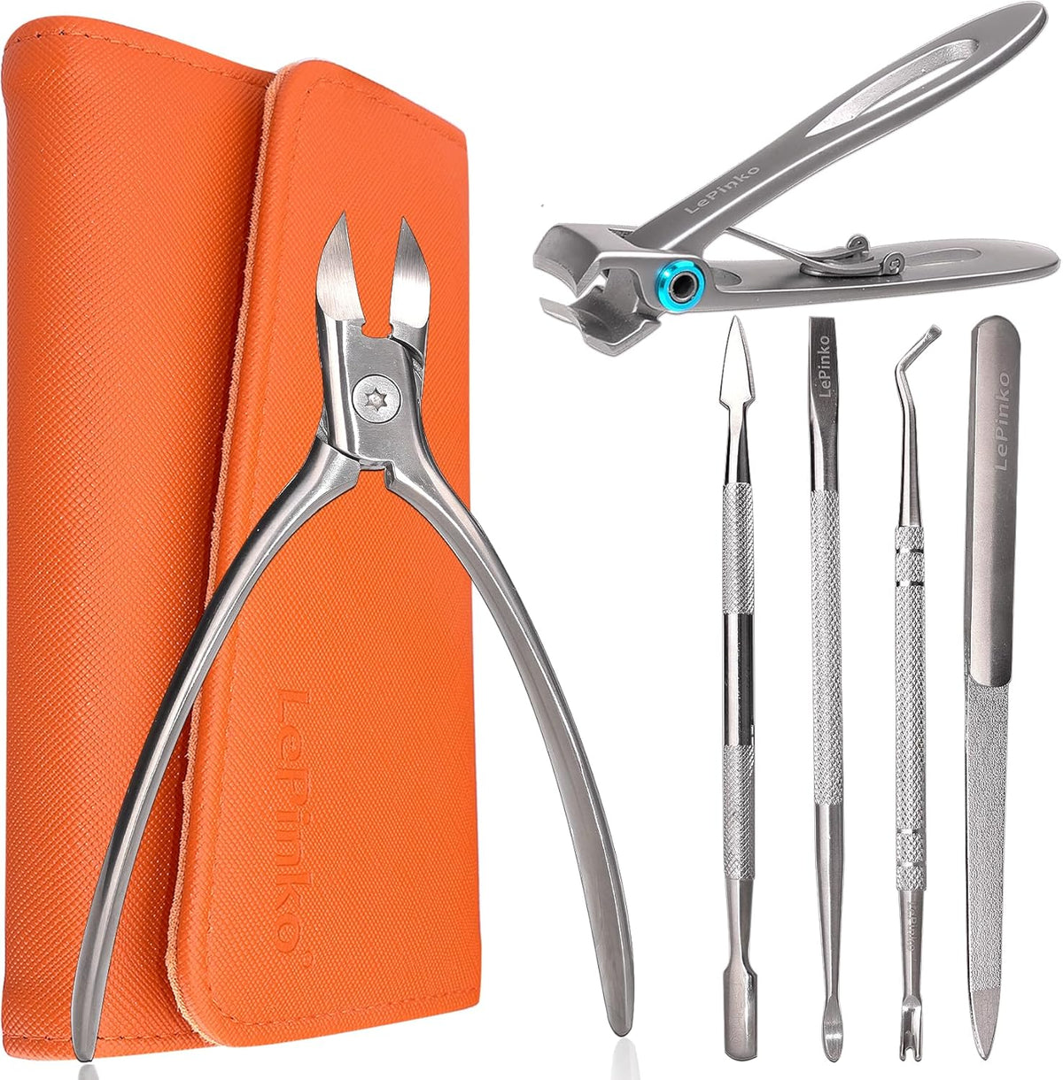 Nail Clippers Set for Thick Toenails and Fingernails, Heavy Duty Podiatrist Clippers for Ingrown