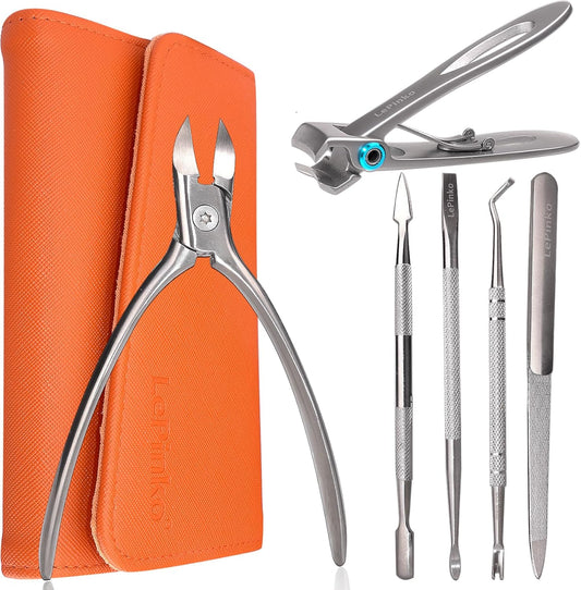 Nail Clippers Set for Thick Toenails and Fingernails, Heavy Duty Podiatrist Clippers for Ingrown