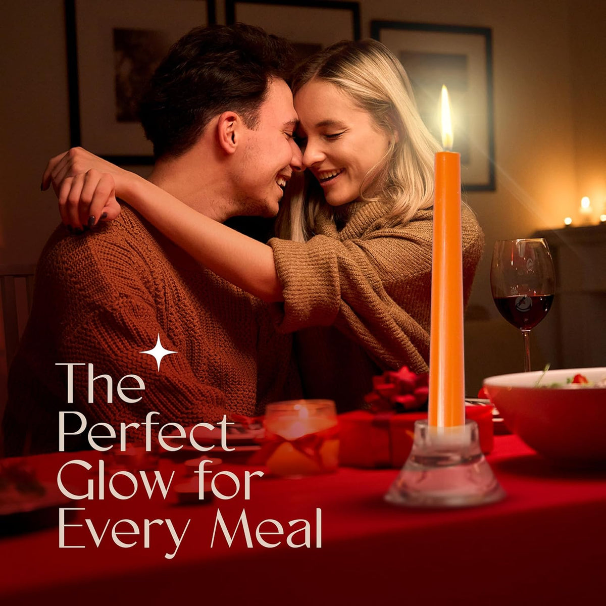 Leor & Lair Orange Taper Candles - 4 Pack 10" Orange Candlesticks - Unscented Long Burning