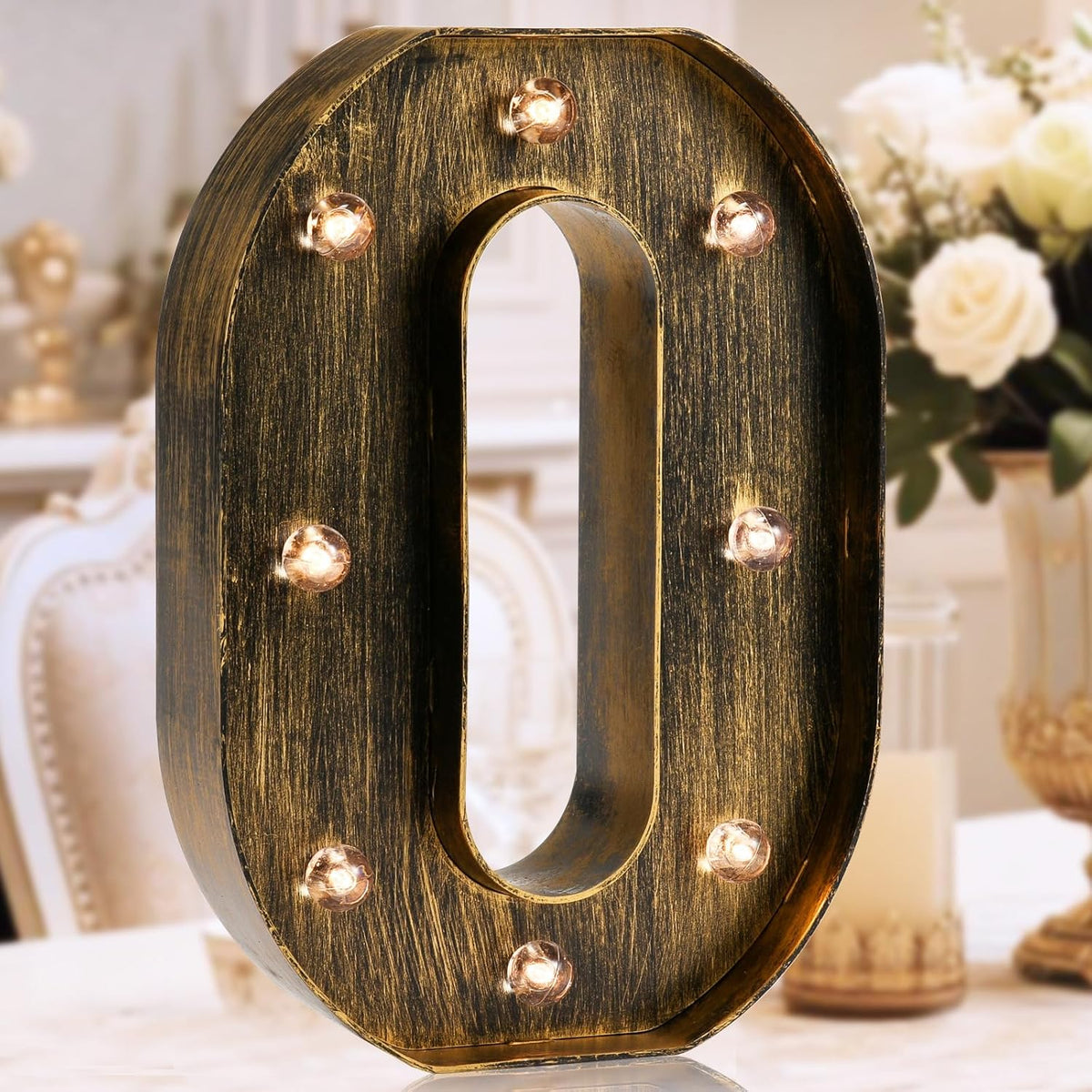 OYCBUZO Golden Black Led Marquee Letter - Industrial, Vintage Style Light Up Alphabet Letter Sign