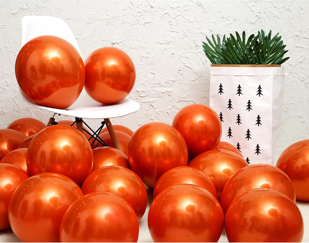 Metallic Orange Balloons, 50pcs 12 inch orange balloons, Double layer orange burnt balloons are