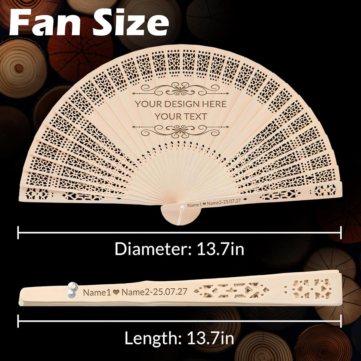 20 PCS Custom Fans Personalized Folding Fans for Line Dancing Wooden Hand Fan Wedding Favors Gift