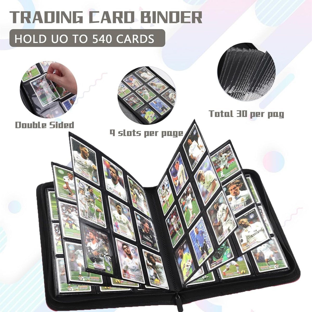 9 Pocket Card Binder,540 Pocket Trading Card Binders,Loading Pocket Collectible Card Album for MTG