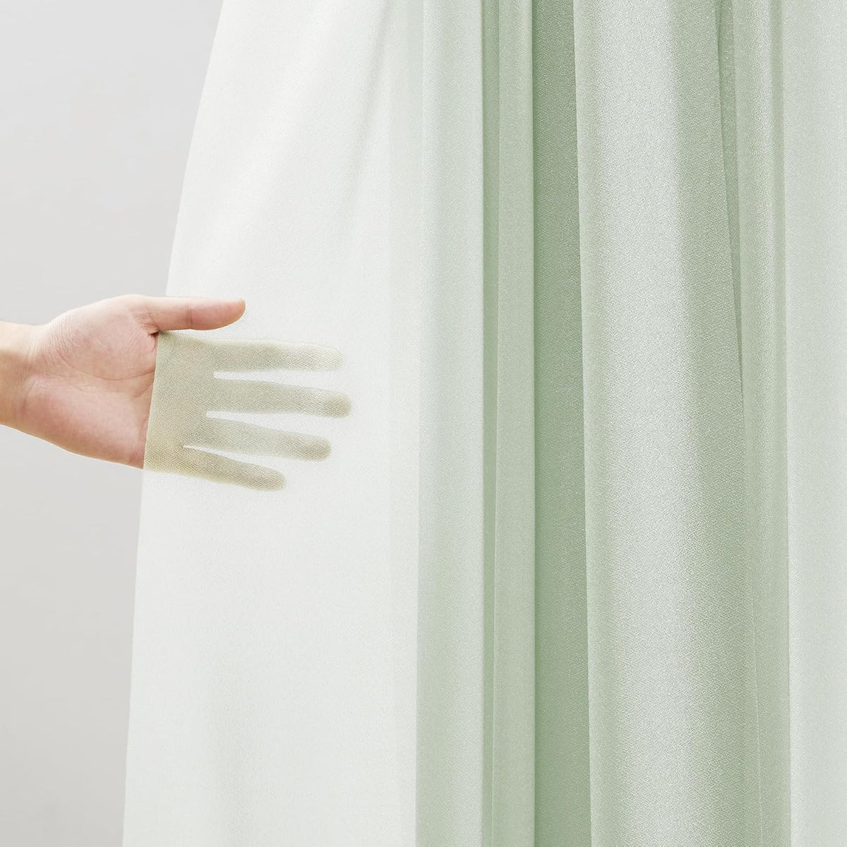 30" x 20Ft Wedding Arch Draping Fabric, 1 Panel Sage Green Sheer Curtain Drapes Extra Wide & Long