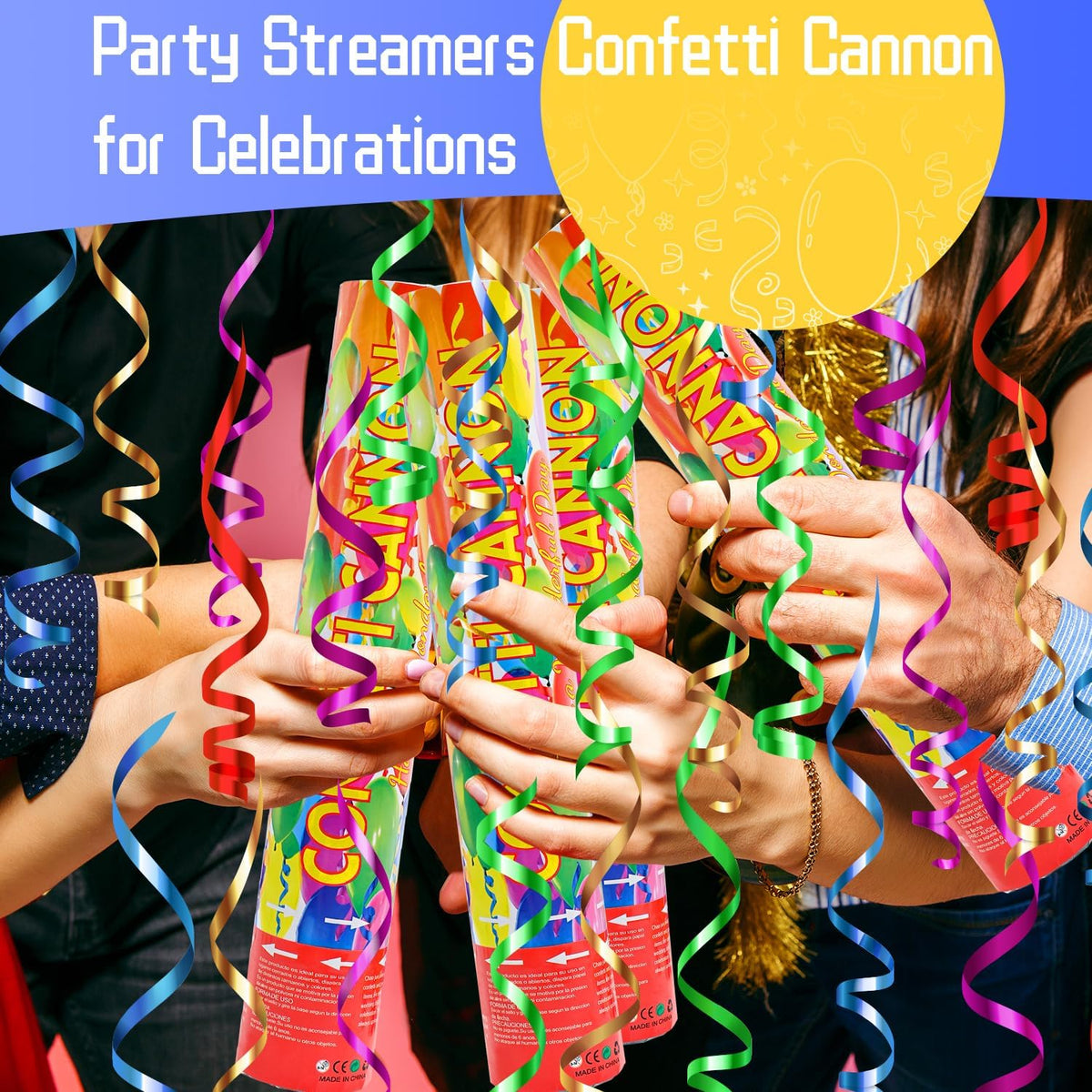 Confetti Poppers 12Pack Streamer Confetti Cannon 12inch Multicolor Confetti Party Poppers Foil