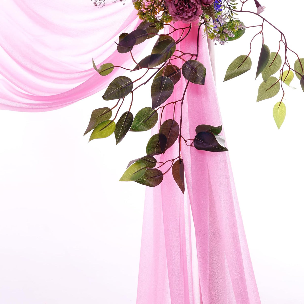 VDS Pack of 2 Panel (30 Inch X 30 Feet) Wedding Arch Draping Fabric Sheer Chiffon Fabric Drapery