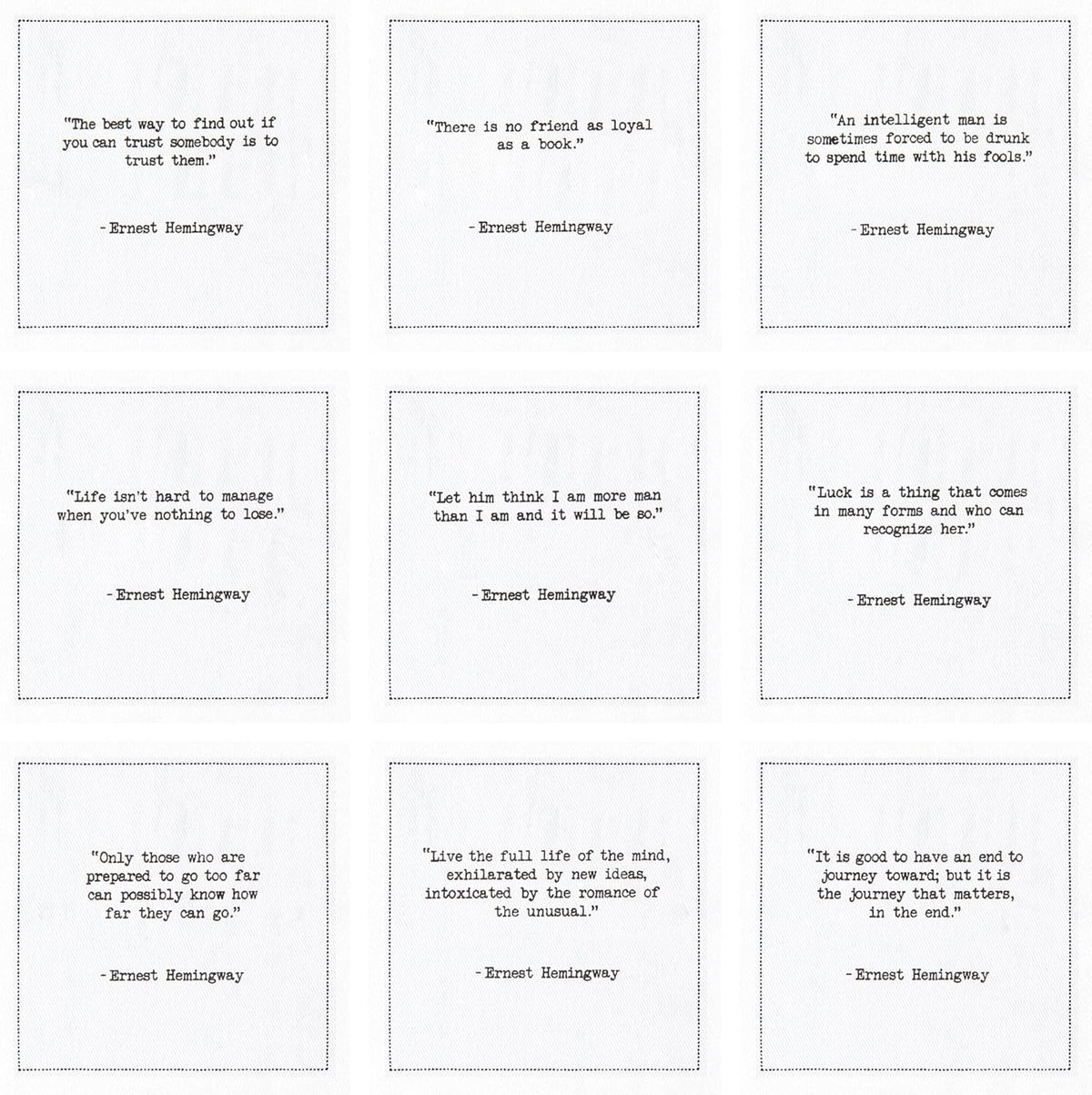 Five Star Napkins Hemingway Quotes, White Cotton Cocktail Napkins, Beverage Napkins, Bar Napkins