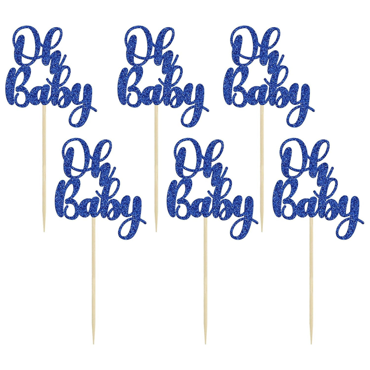 Gyufise 36Pcs Oh Baby Cupcake Toppers Glitter Baby Shower Oh Baby Cupcake Picks for Gender Reveal