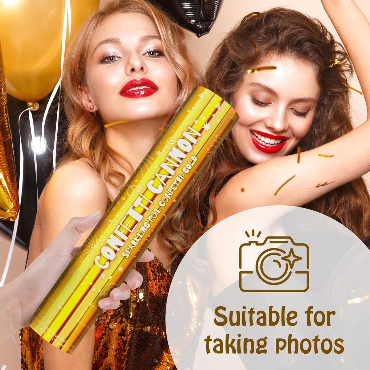 5 Pack Confetti Poppers gold– 12 Inch Confetti Blaster for Birthday, Graduation, and New Year’s Eve