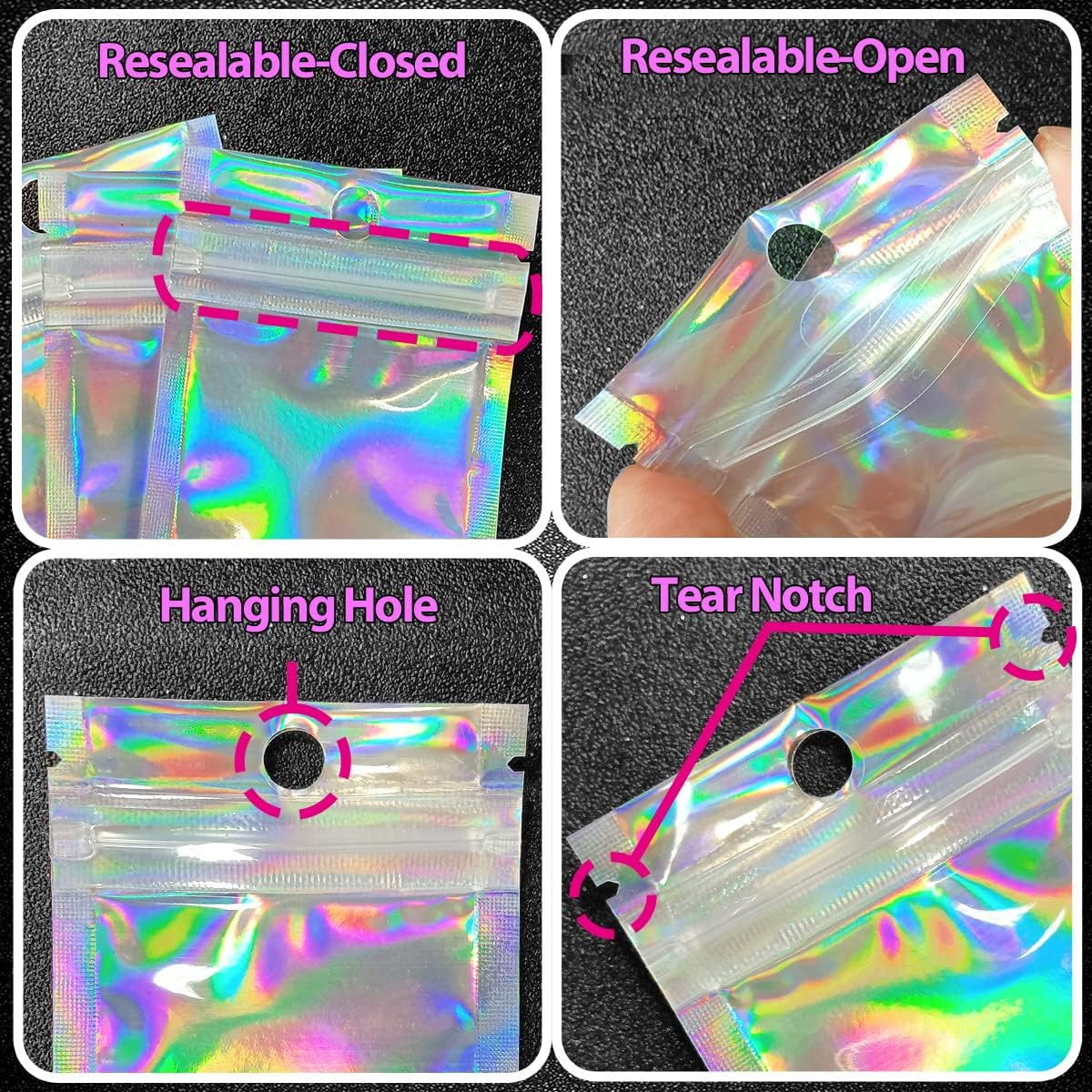 Smell Proof Bags & Resealable Foil Pouch Bag [100 PCS ] Great for Party Favor Food Storage
