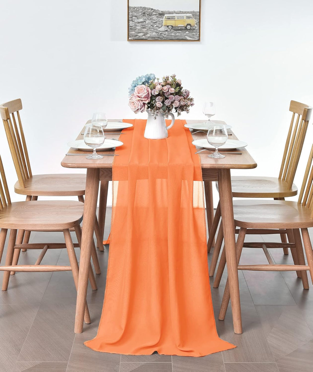 2 Pack 10Ft Chiffon Orange Table Runner Sheer 29x120 Inch for Romantic Wedding Decor Bridal & Baby