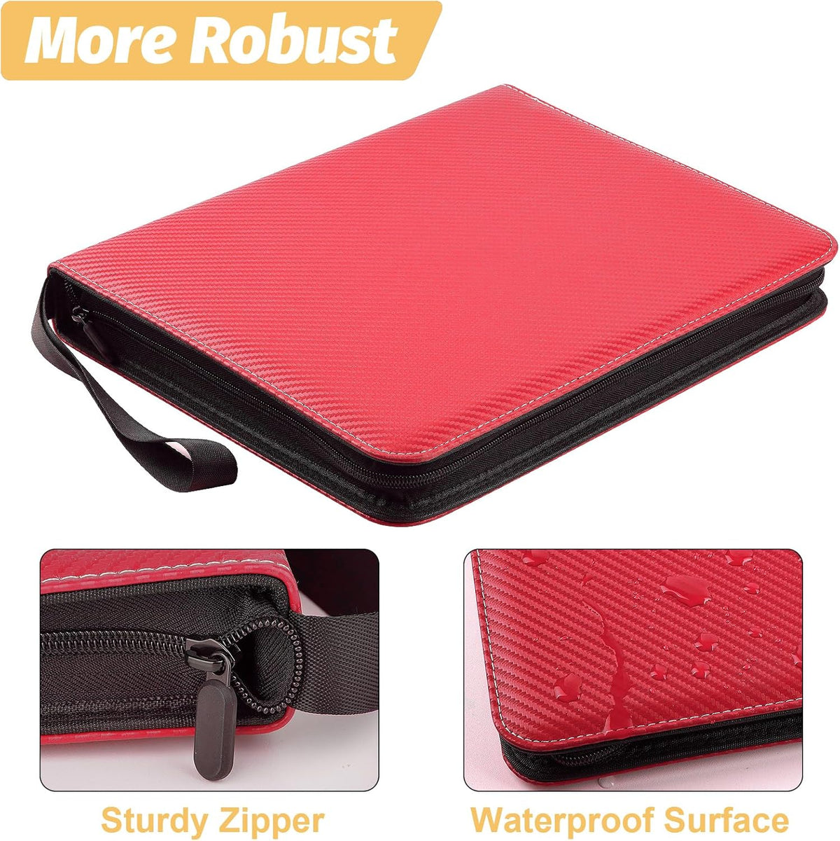 4 Pocket Card Binder, Premium Zip Trading Card Binder, 400 Double Sided Pocket PU Card Collection
