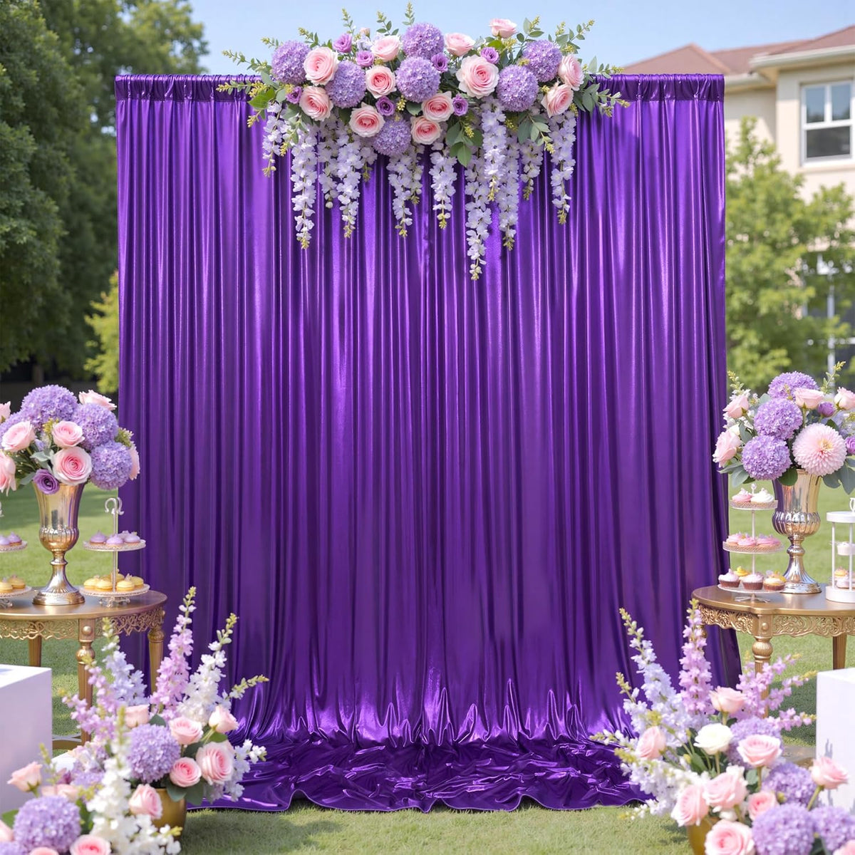 10ftx10ft Shimmer Purple Sequin Backdrop Curtain for Parties, Thick Wrinkle Free Glitter Backdrop