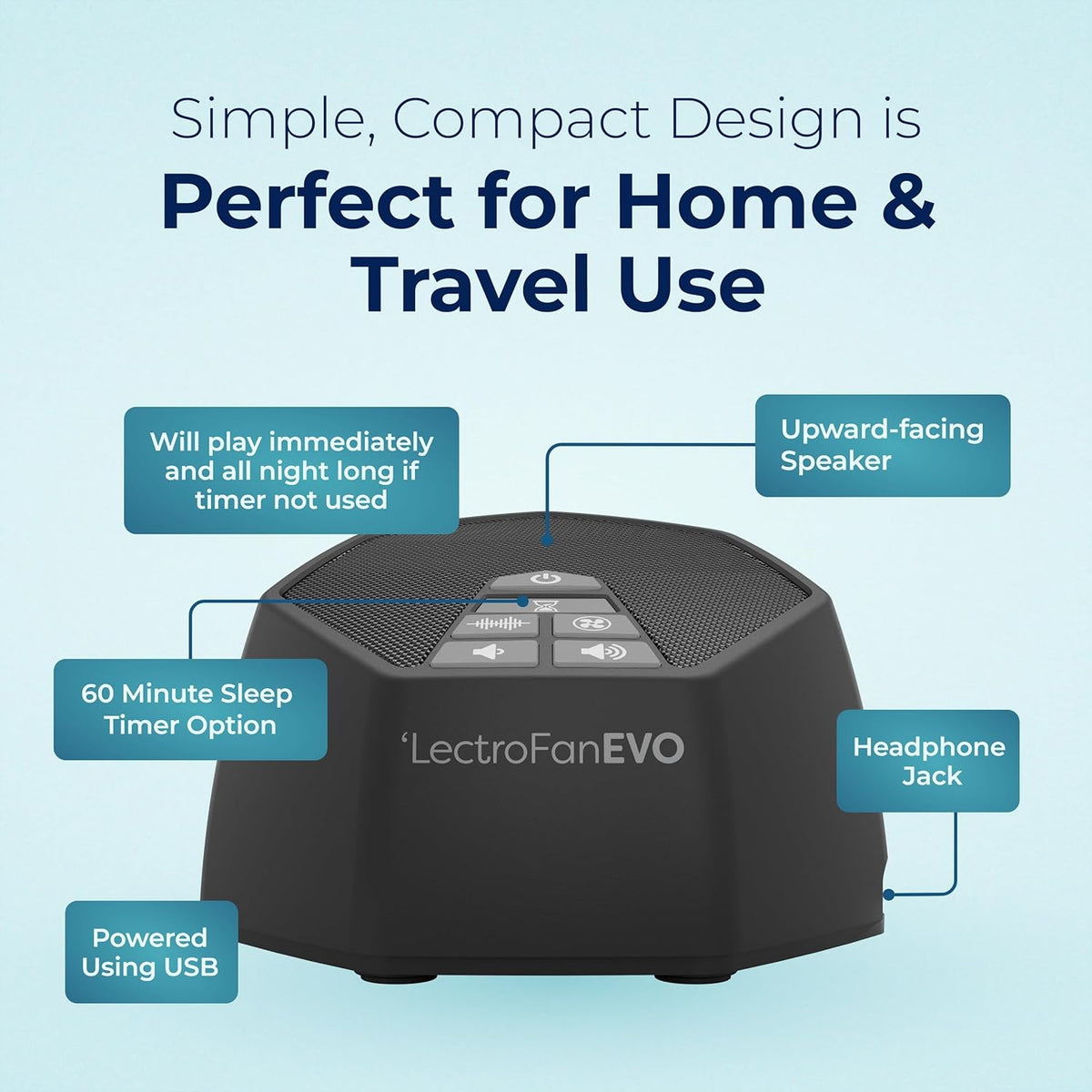 Adaptive Sound Technologies LectroFan EVO White Noise Machine - Compact Sleep Sound Machine for