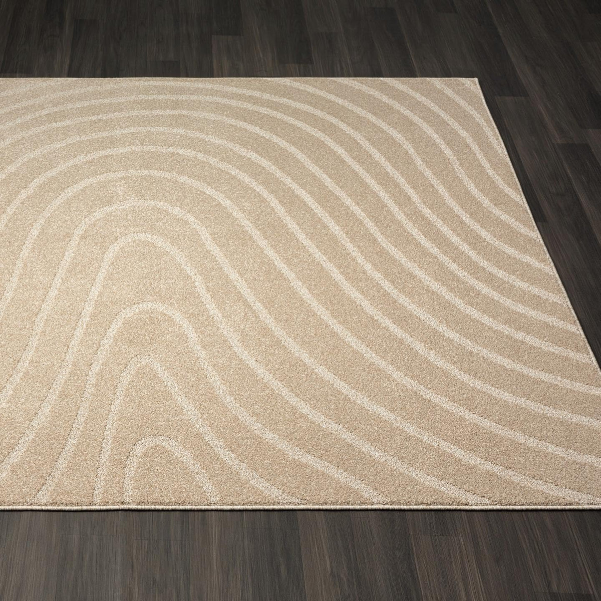 LUXE WEAVERS Modern Geometric Wave Beige 4x6 Area Rug