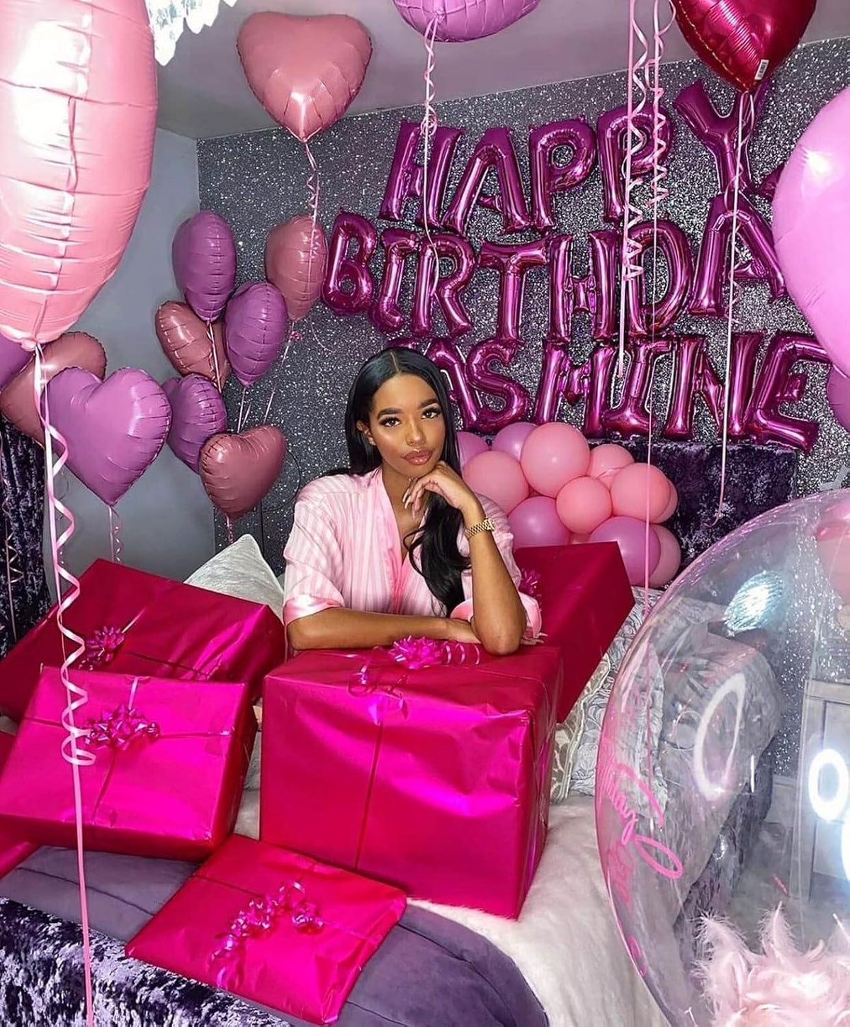 10Pcs Pink Foil Heart Shaped Balloons 18 Inch Bright Pink Heart Balloons For Baby Shower Wedding