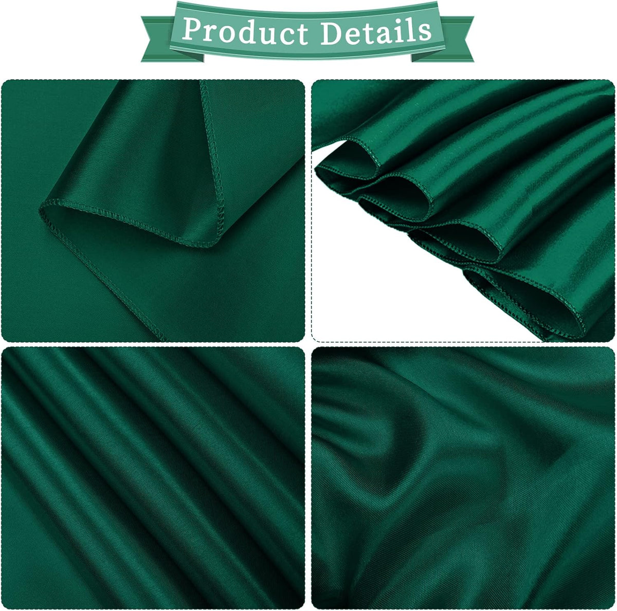 fani 120 PCS Forest Green Satin Chair Sashes Bows Universal Chair Cover for Wedding Reception