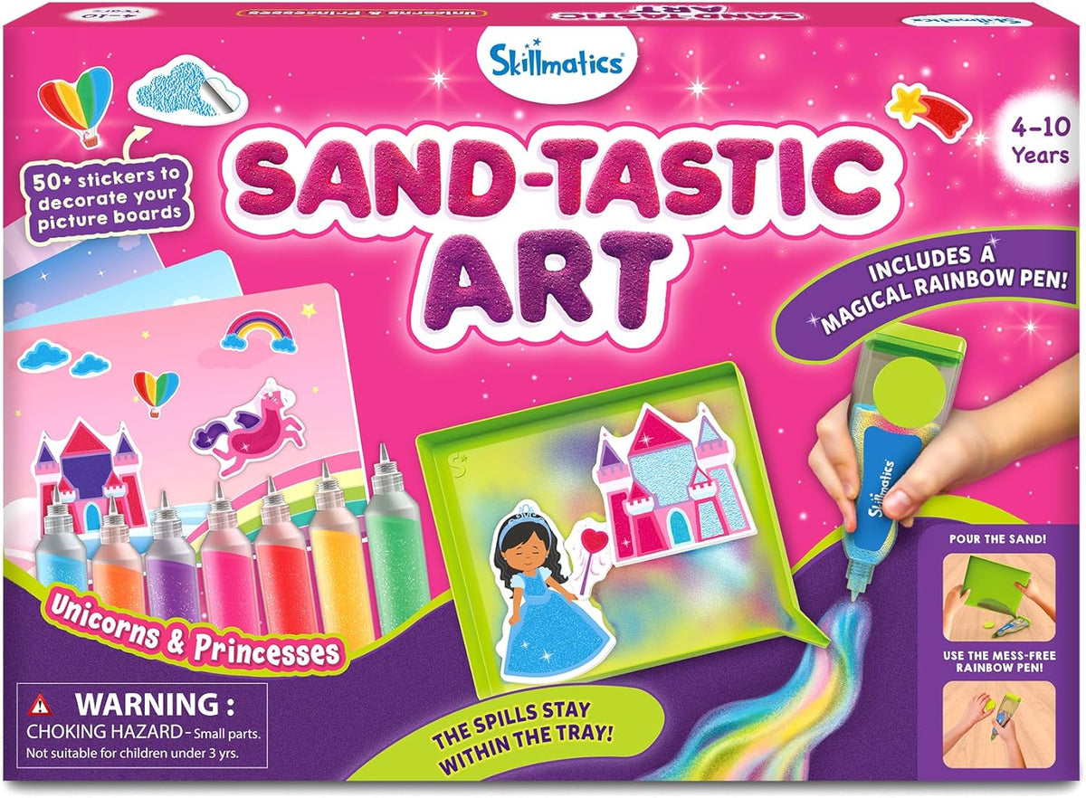 Skillmatics Sand Art Activity - Mess-Controlled DIY Unicorn & Princess Craft Kit with 50+ Colorful