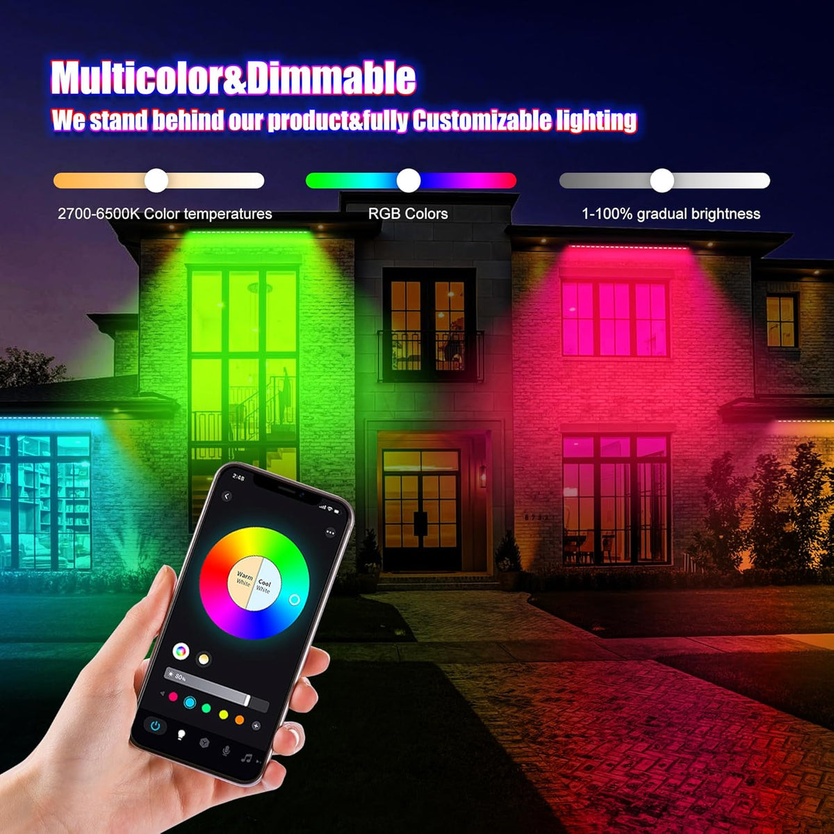 Smart Wall Washer Light Dimmable APP Control, 180W RGBCW Color Changing Linear LED Light Bar with