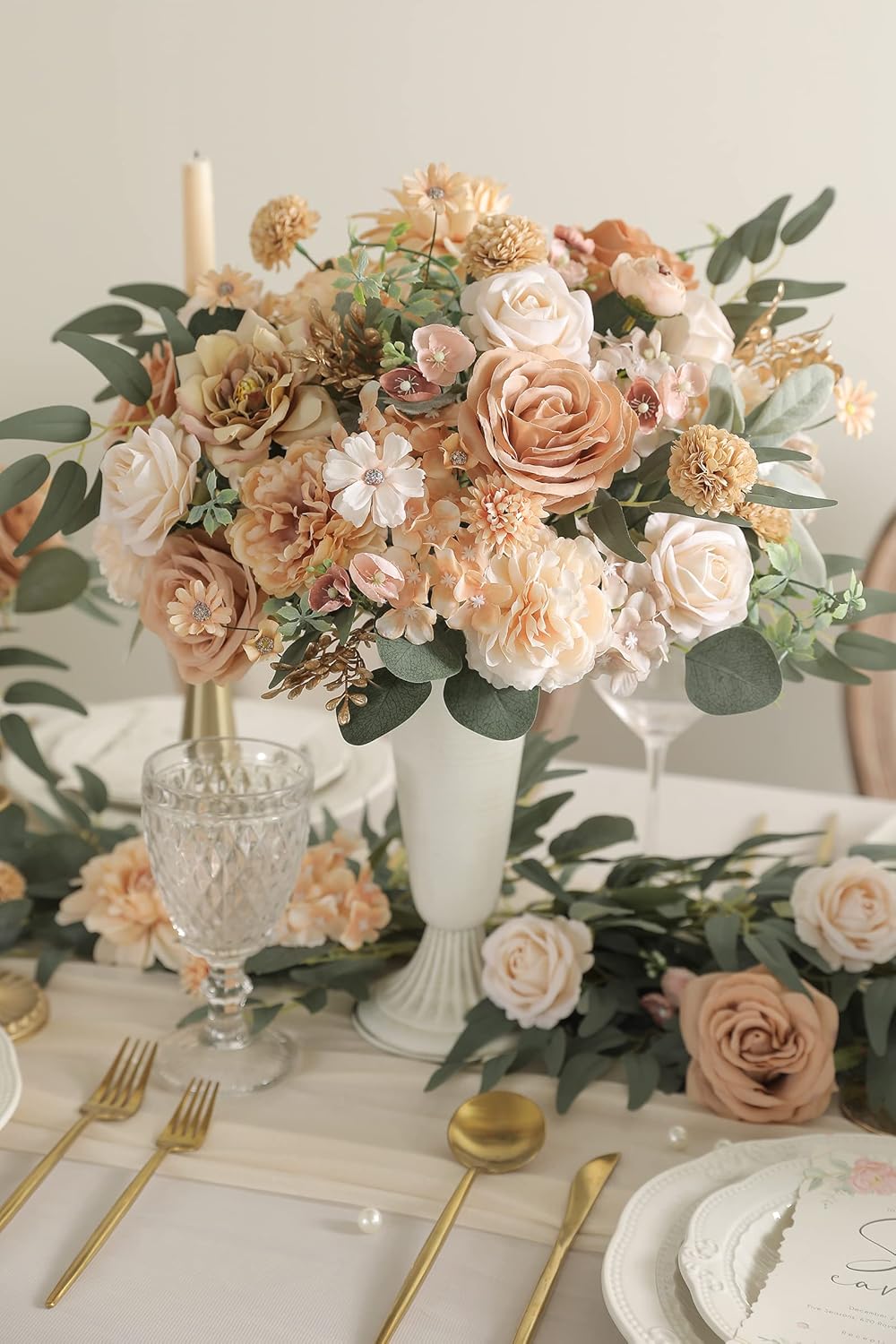 Serra Flora Artificial Flowers Combo Box Set Faux Flowers Bulk Flower Leaf with Stems for DIY