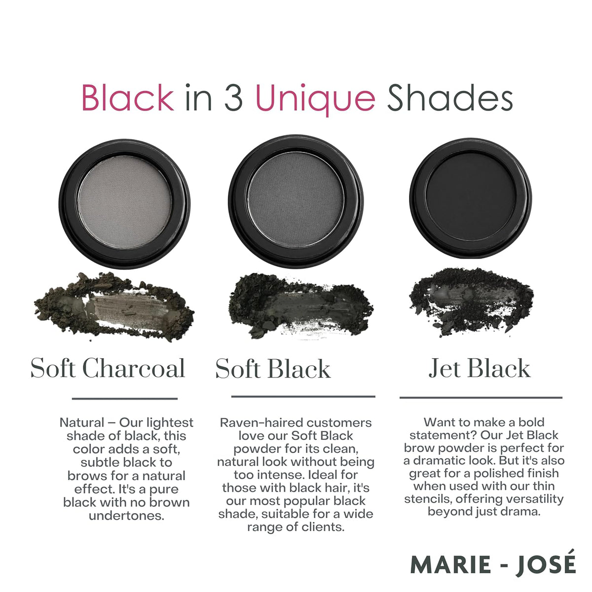Marie-José Eyebrow Powder Soft Black - Ideal for those with Black Hair - Effortless All-Day Brow