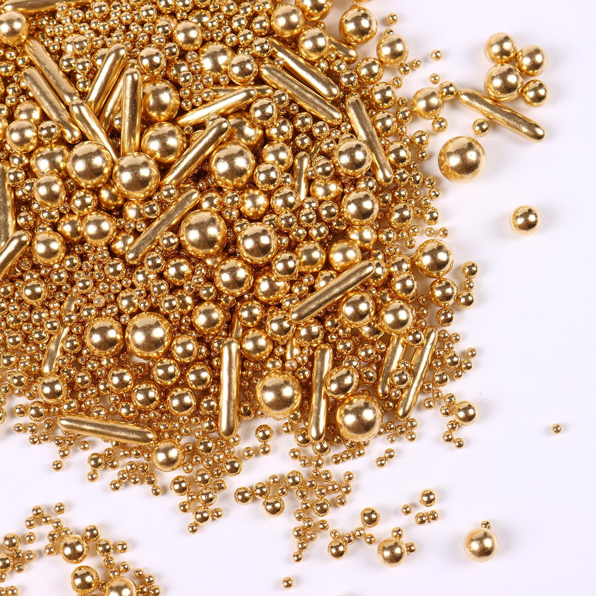 Gold Pearl Sprinkles for Cake Decorating, Pearl Metallic Rod Mix, 4.23 oz Gold Sprinkles for