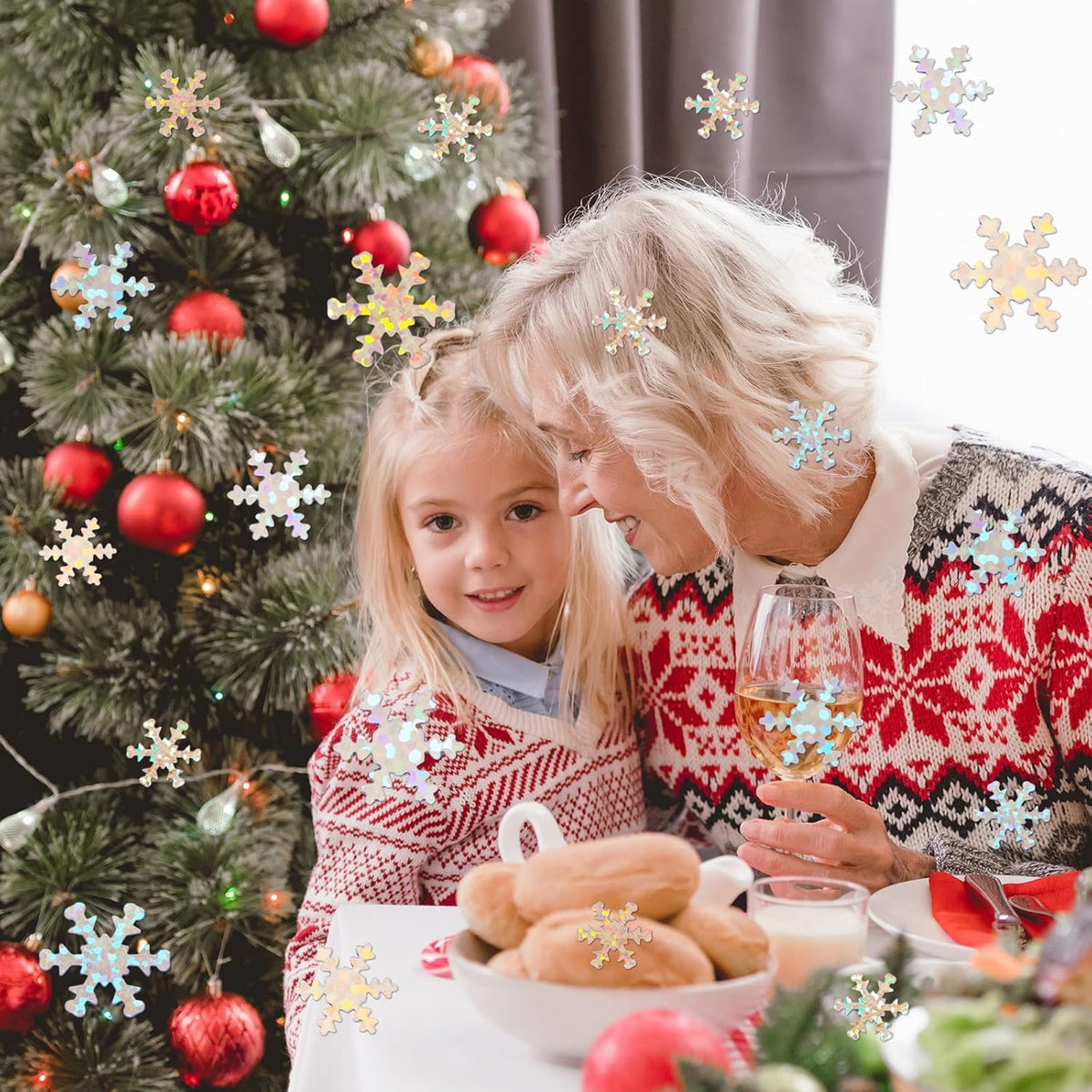 MARFOREVER Christmas Snowflakes Confetti, Winter Glitter Sprinkles Laser Snowflake Frozen Table