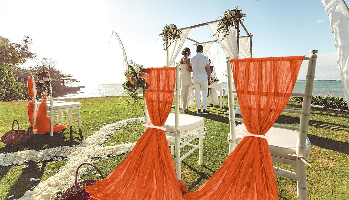 50 PCS Cheesecloth Chair Sashes, Bows Designed ChairSashes, 15.7x108 inch Chair Sashes for Aisle