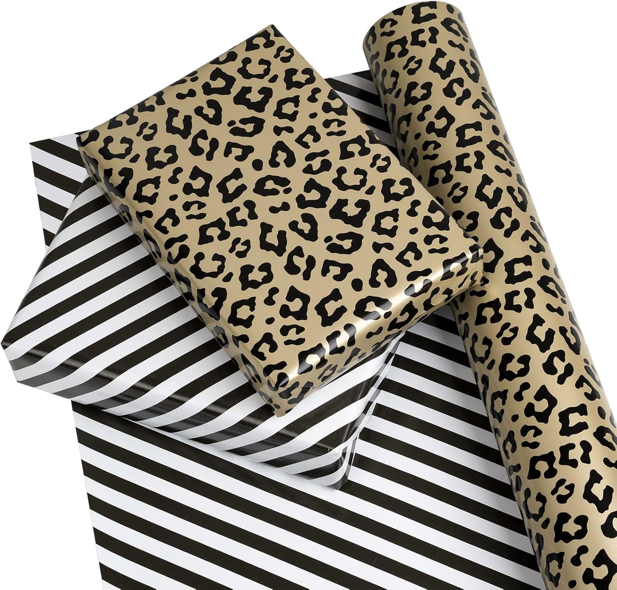 WRAPAHOLIC Reversible Leopard Wrapping Paper - Mini Roll - 17 Inch X 33 Feet - Leopard Print with