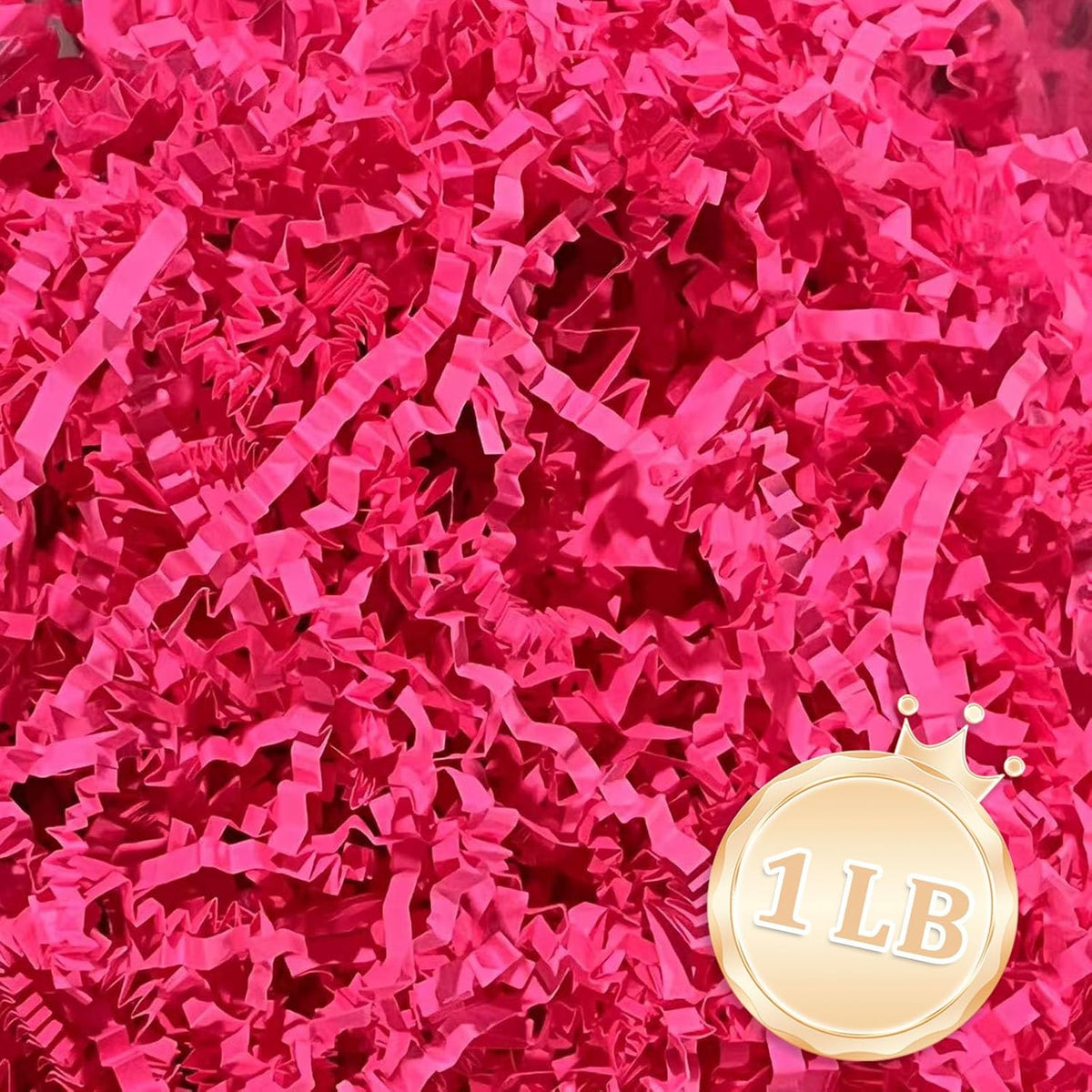 Zankubom 1 LB Hot Pink Crinkle Cut Paper Shred Filler Great for Gift Wrapping, Basket Fillers