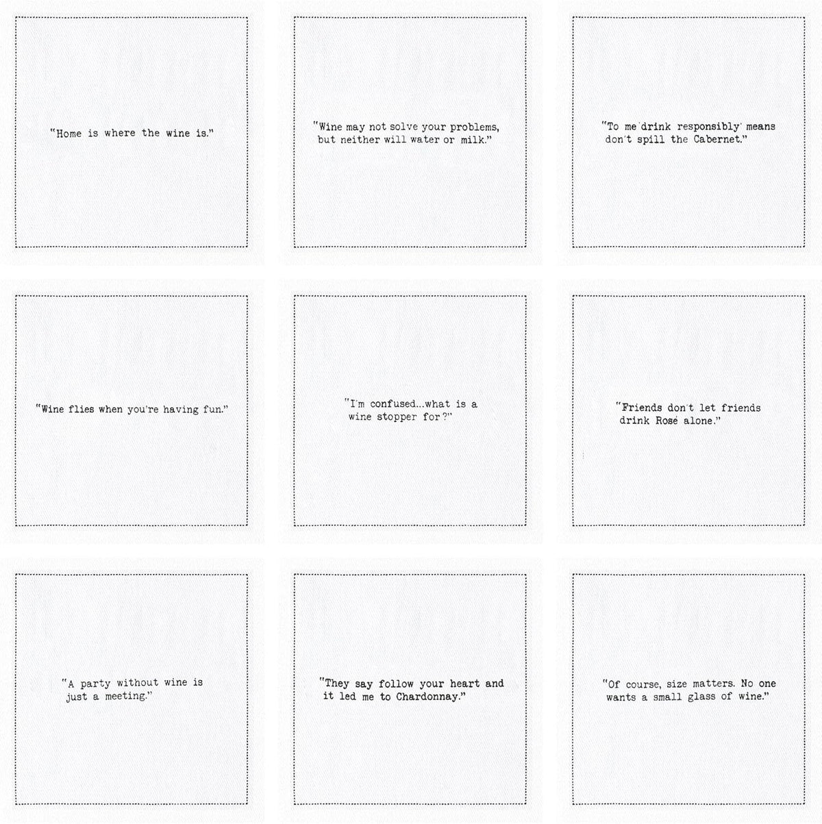 Five Star Napkins Wine Quotes, White Cotton Cocktail Napkins, Beverage Napkins, Bar Napkins, Cloth