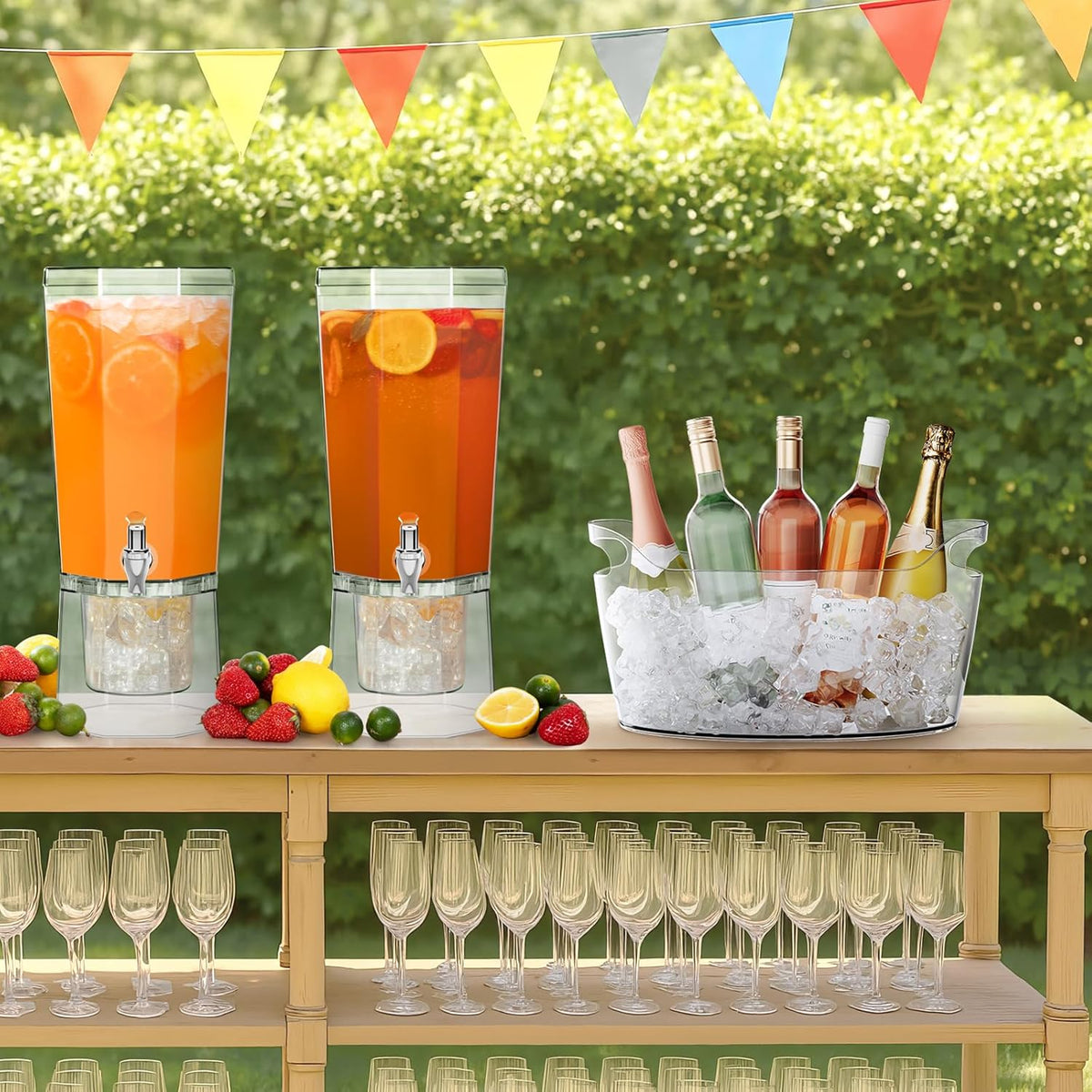 Lifewit 6.5L Ice Bucket for Parties 2 Pcs (in 1 Package), Portable Drink Bucket for Cocktail Bar